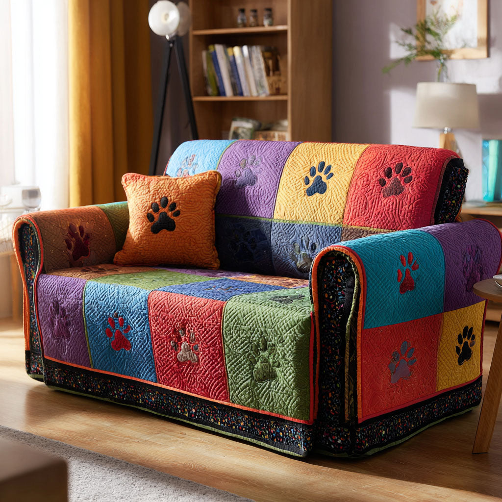 Winter Paw Comforter Quilted Sofa Cover Santa Sofa Cover Gifts For Dog Owners