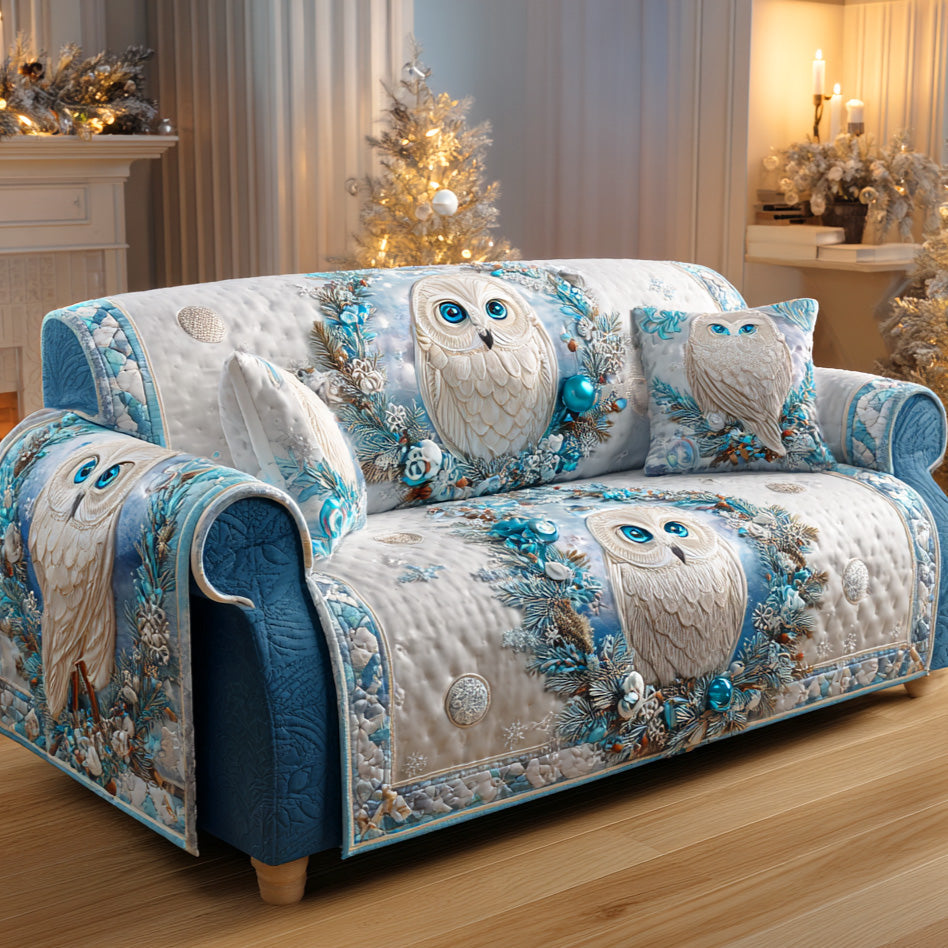 Winter Perch Quilted Sofa Cover Holiday Living Decorations Owl Themed Gifts