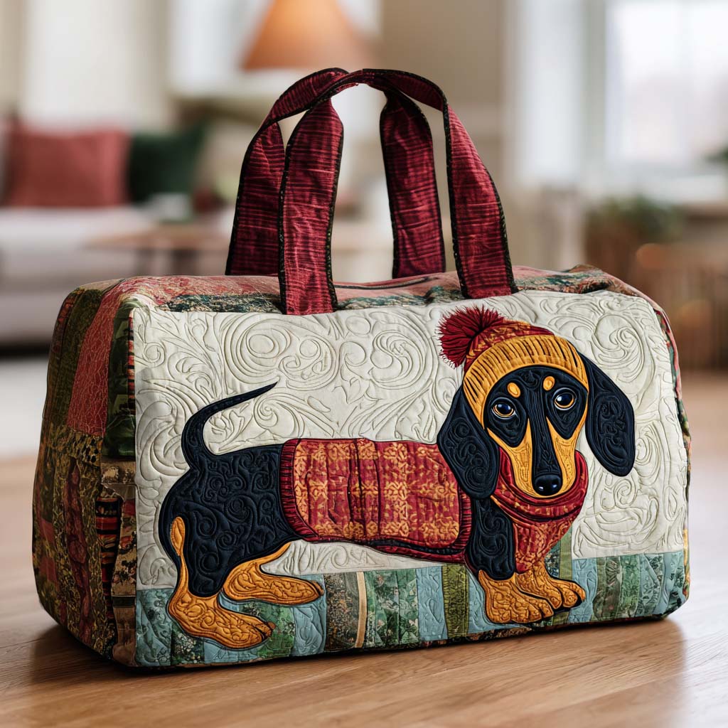 Winter Pup Quilted Duffle Bag Womens Gym Duffel Bag Best Christmas Gifts