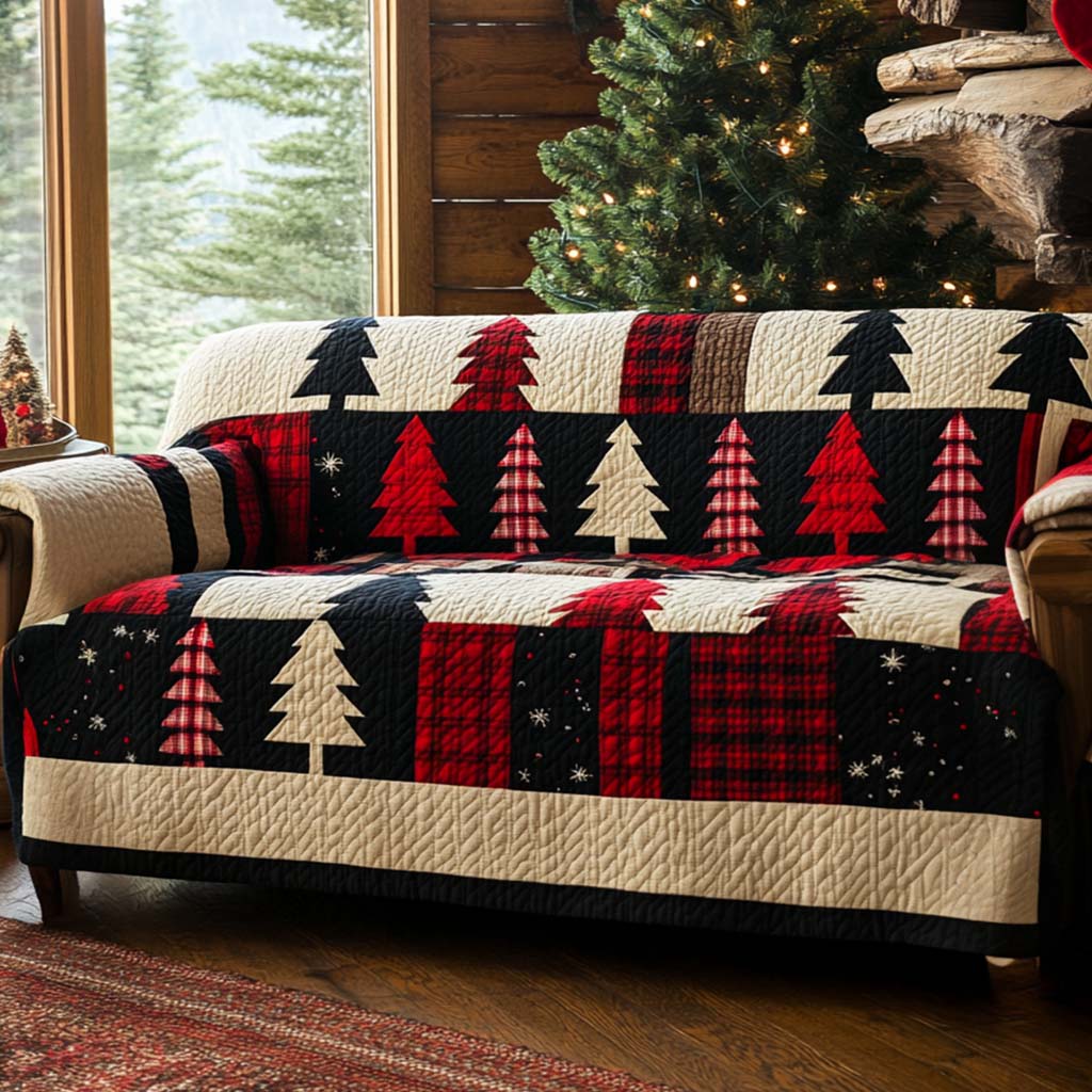 Winter Tinsel Quilted Sofa Cover Best Slip Covers For Furniture Cool Gifts For Christmas Holiday