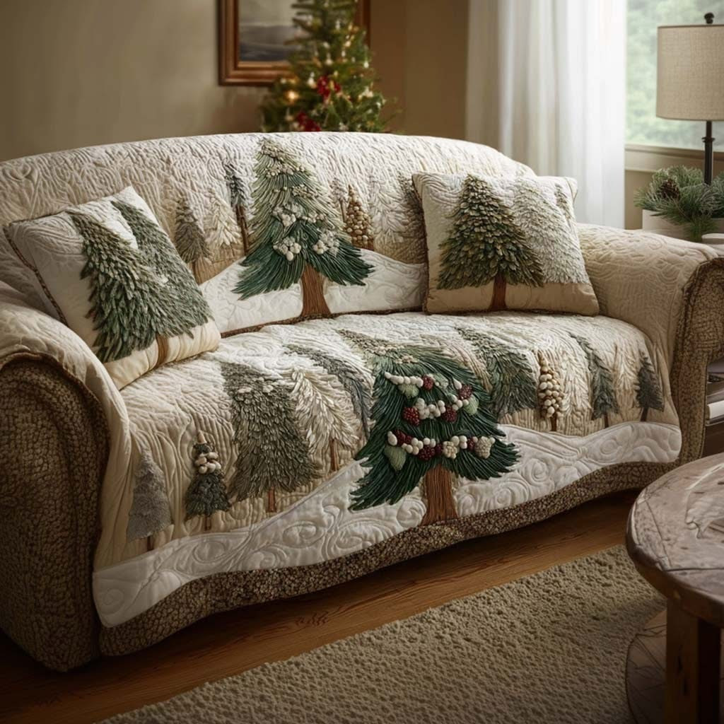 Winter Tree Wonder Quilted Sofa Cover Christmas Decor 2025 Family Xmas Present Ideas