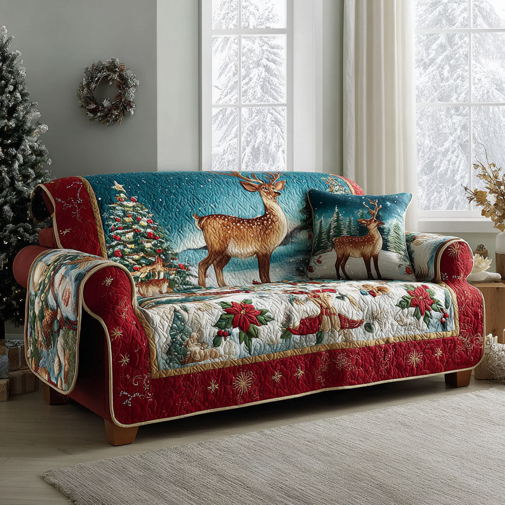 Winter Wish Quilted Sofa Cover Christmas Couch Decor Gifts For Christmas For Mother In Law