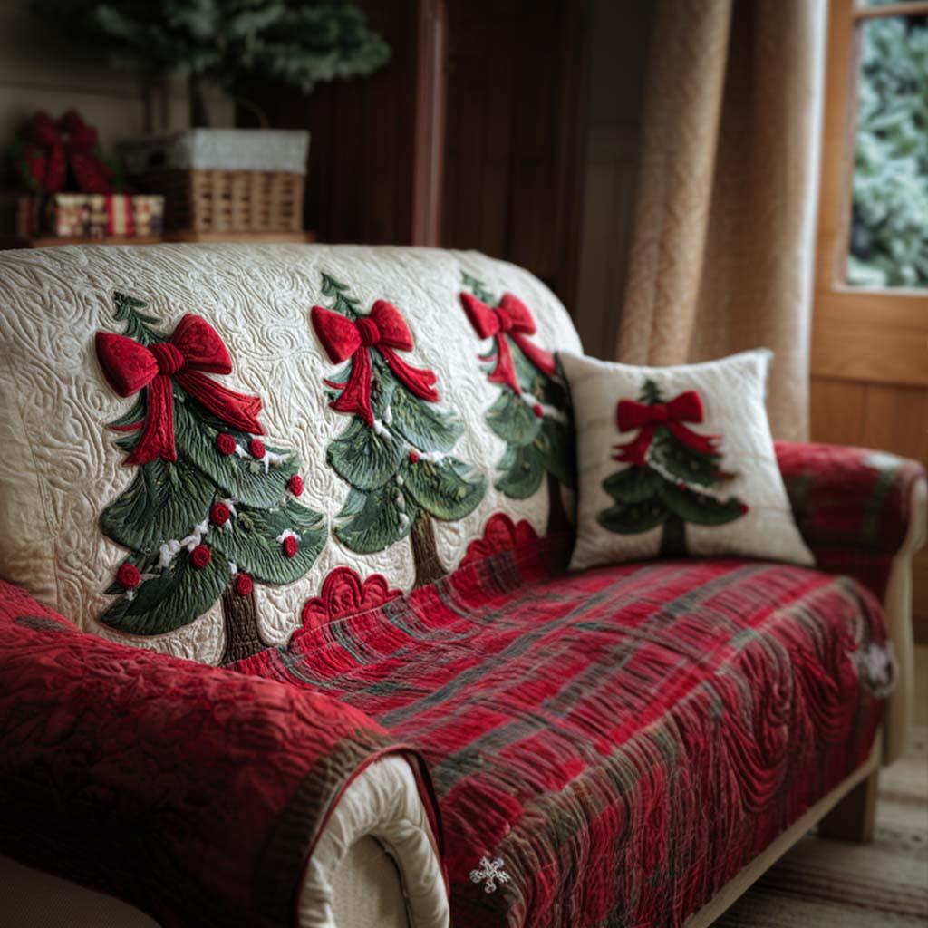 Winter Wonder Quilted Sofa Cover Christmas Family Room Decor Best Family Gifts