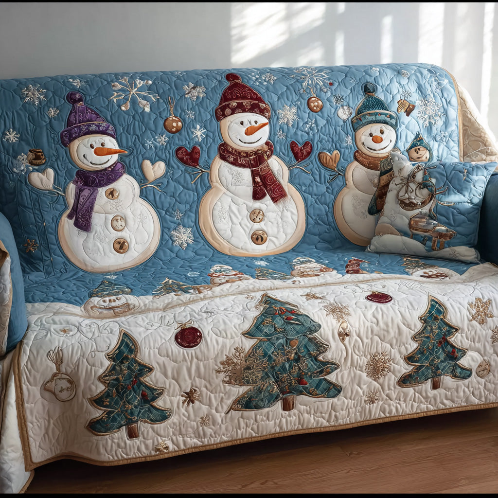Wintertime Huddle Quilted Sofa Cover Beautiful Sofa Covers Christmas Gift For Wife