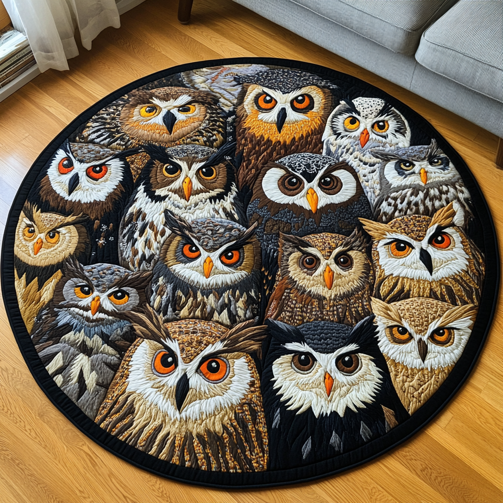 Wise Owl Quilted Round Mat Entry Way Ideas Deer Hunters Gifts For Husband