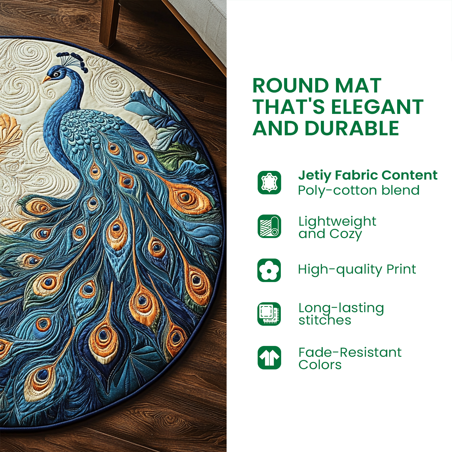 Wise Quilted Round Mat Entryway Decor Good Gifts For Deer Hunters - Image 4
