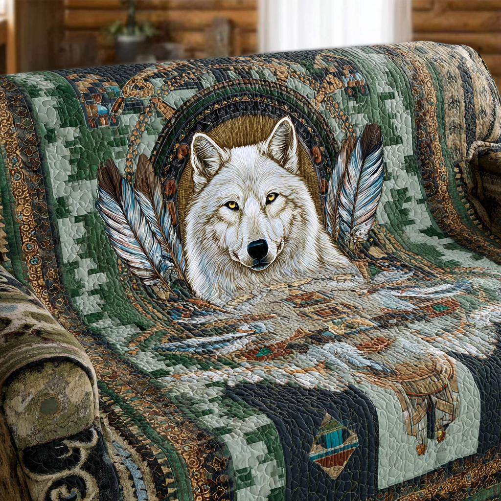 Wolf Echo Quilted Sofa Cover Sofa Chaise Cover Best Gifts For Wolf Lovers