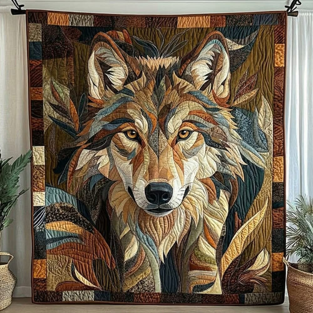 Wolf Quilt Blanket Native American Themed Throw Blanket Gifts For Wolf Lovers