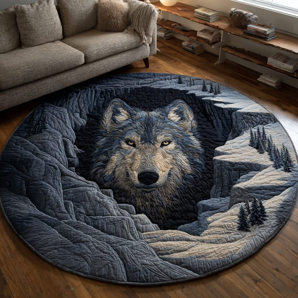 Wolf Shadow Quilted Round Mat Living Room Decorations Gifts Ideas For Wolf Lovers
