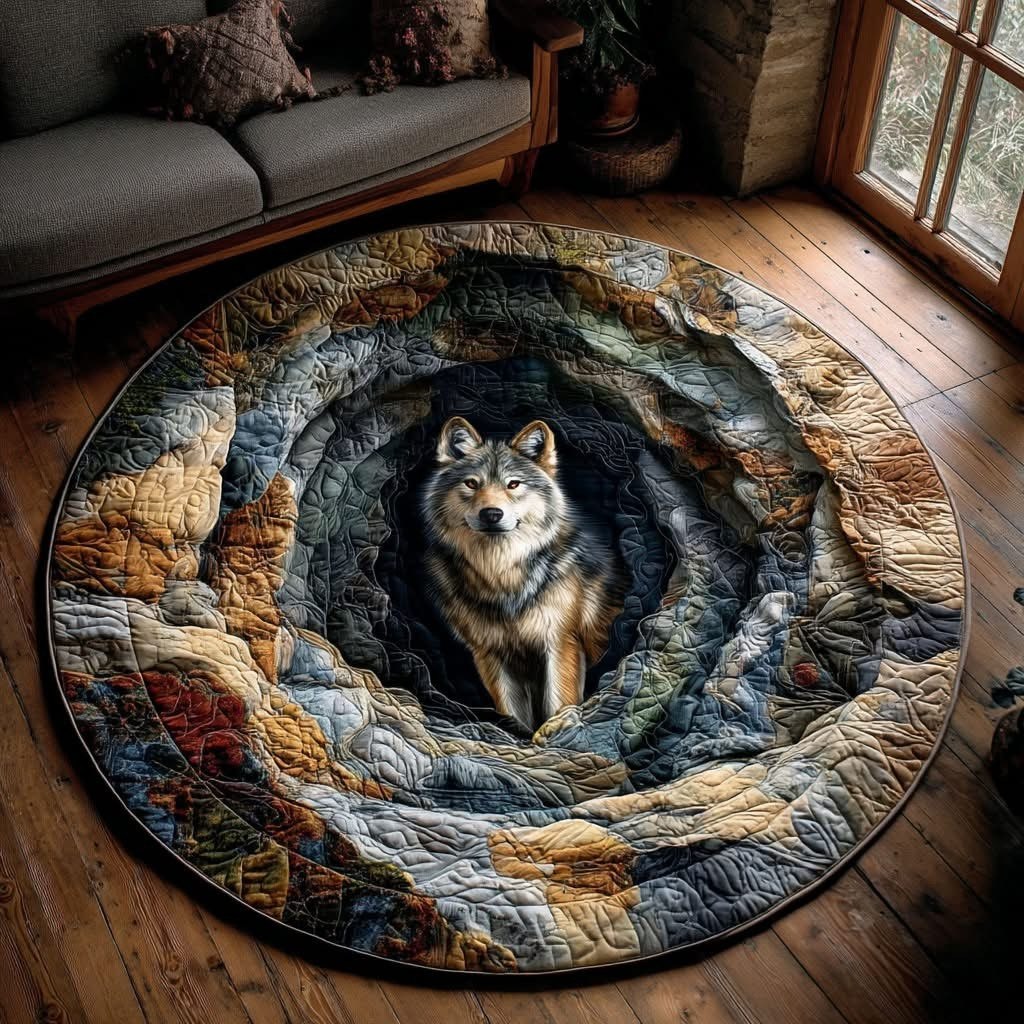 Wolf Silent Quilted Round Mat Home Decorations Best Gifts Ideas For Wolf Lovers