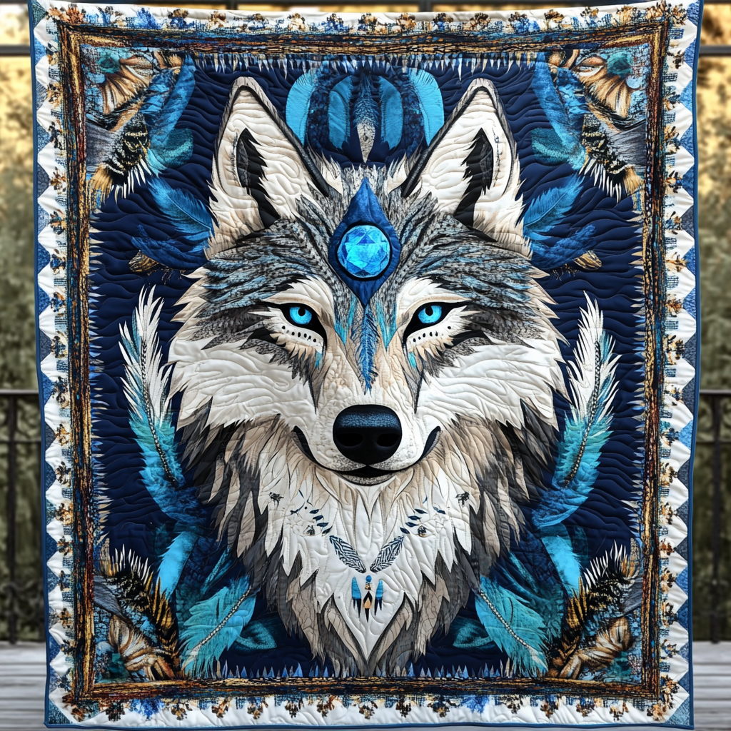 Wolves of the Wild Quilted Blanket Best Bedding Sets Unique Gifts For Wolf Lovers