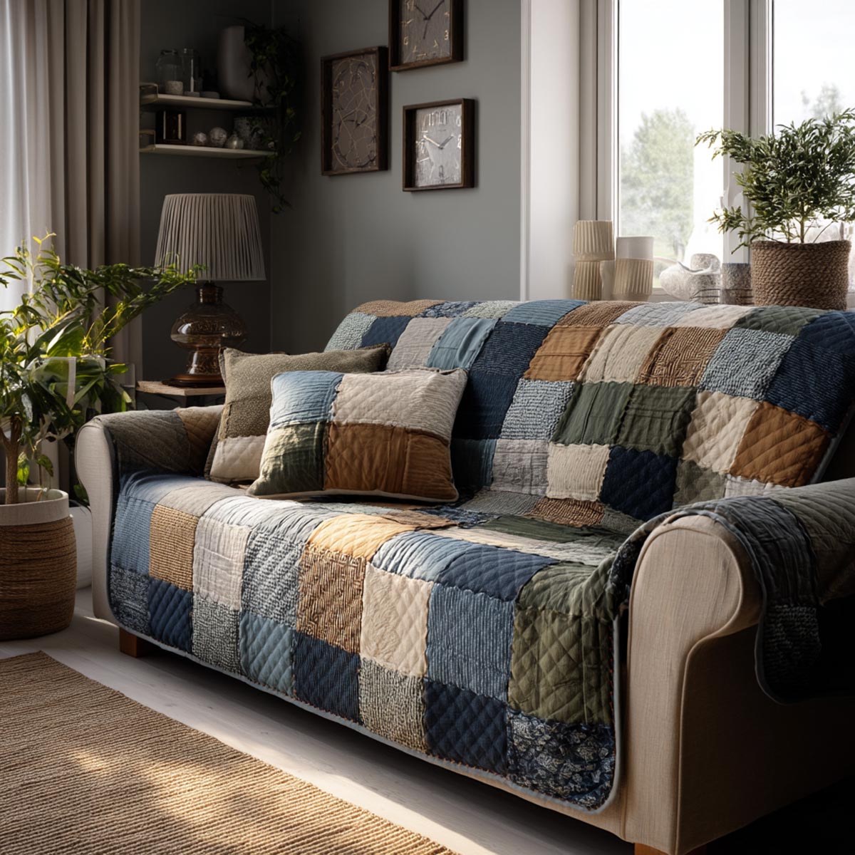 Woodland Calm Quilted Sofa Cover Seat Covers For Couches Special Father Daughter Gifts