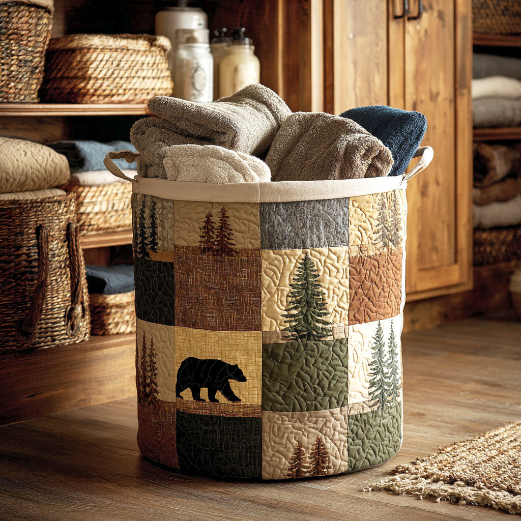 Woodland Patch Quilted Laundry Basket Beautiful Quilted Laundry Organizer Gift for Couples