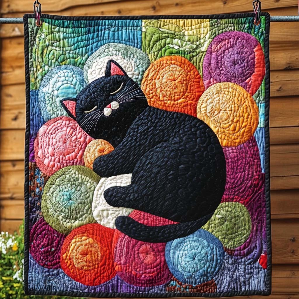 Yarn Dreams Quilted Blanket Bed Bedding Set Present For Someone Who Loves Cats