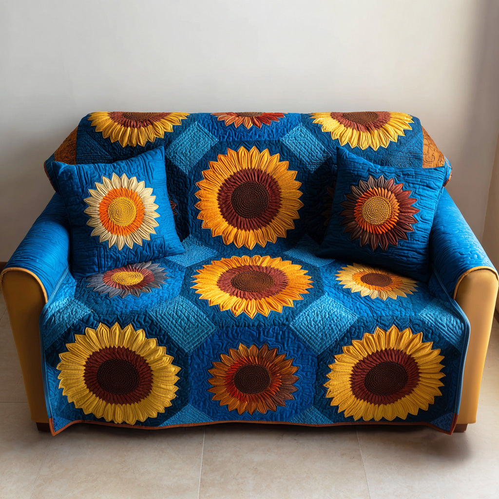 Yellow Bloom Quilted Sofa Cover Sofa And Seat Covers Sunflower Birthday Gifts