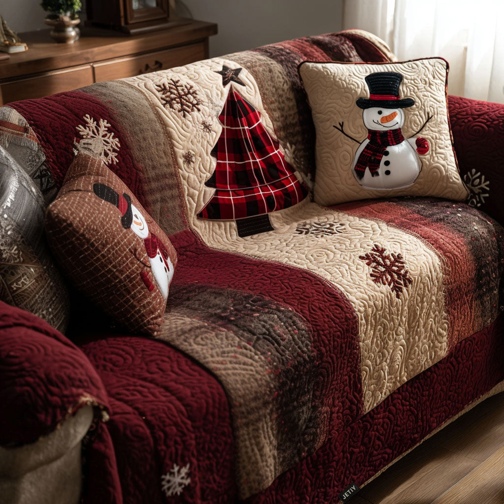 Yuletide Bloom Quilted Sofa Cover Christmas Sofa Cover Good Family Gifts