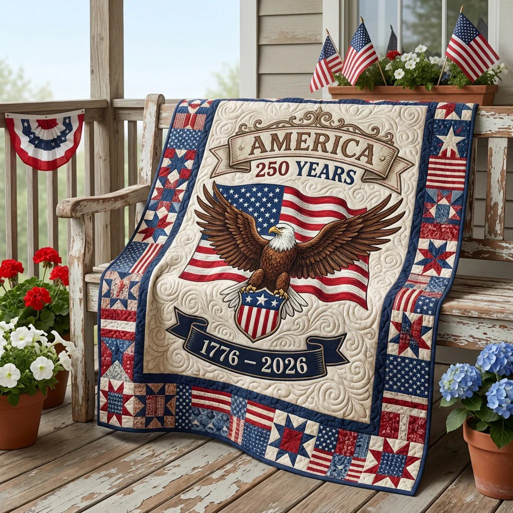 250 Years Of Years Quilted Blanket America Honor Living Room Decor Gifts For Mom