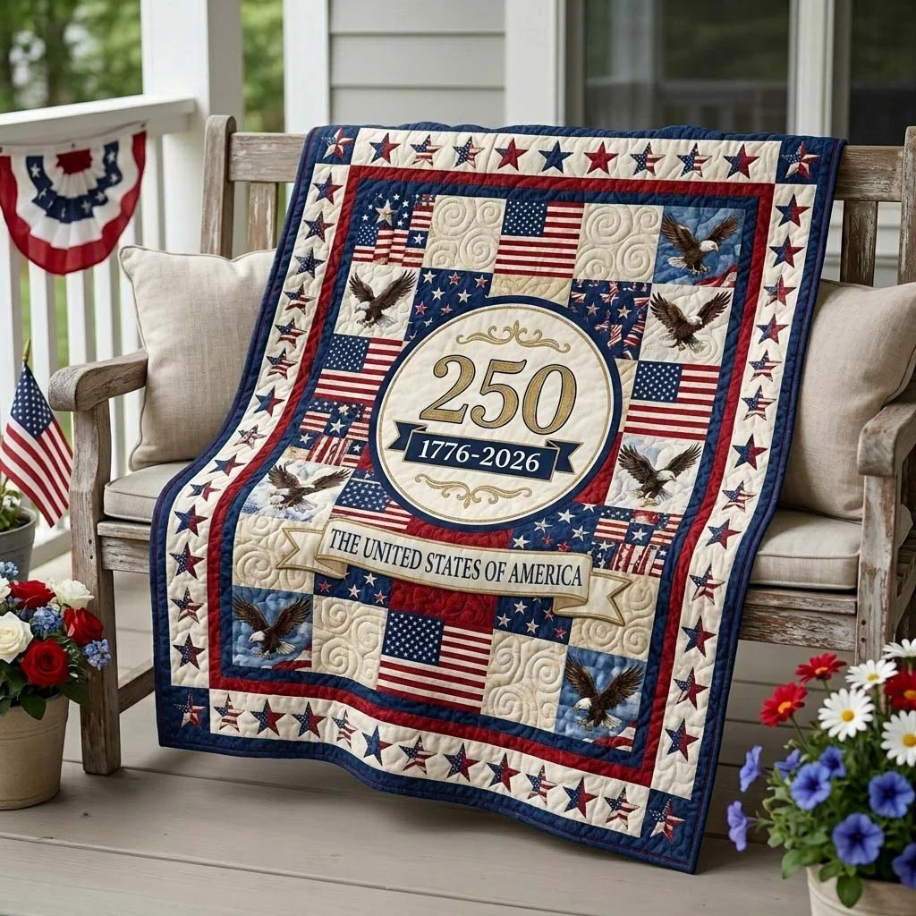 250th 1776 2026 Quilted Blanket 4Th Of July Merch Gifts Gifts For Women