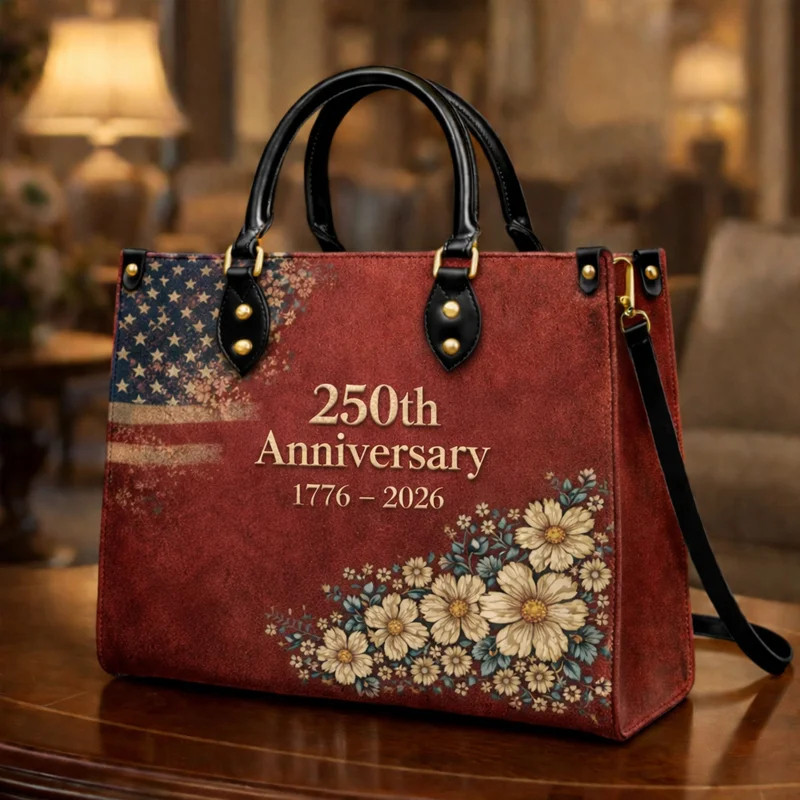 250th Anniversary 1776 2026 Leather Bag America's Birthday Shoulder Bag Gift Ideas