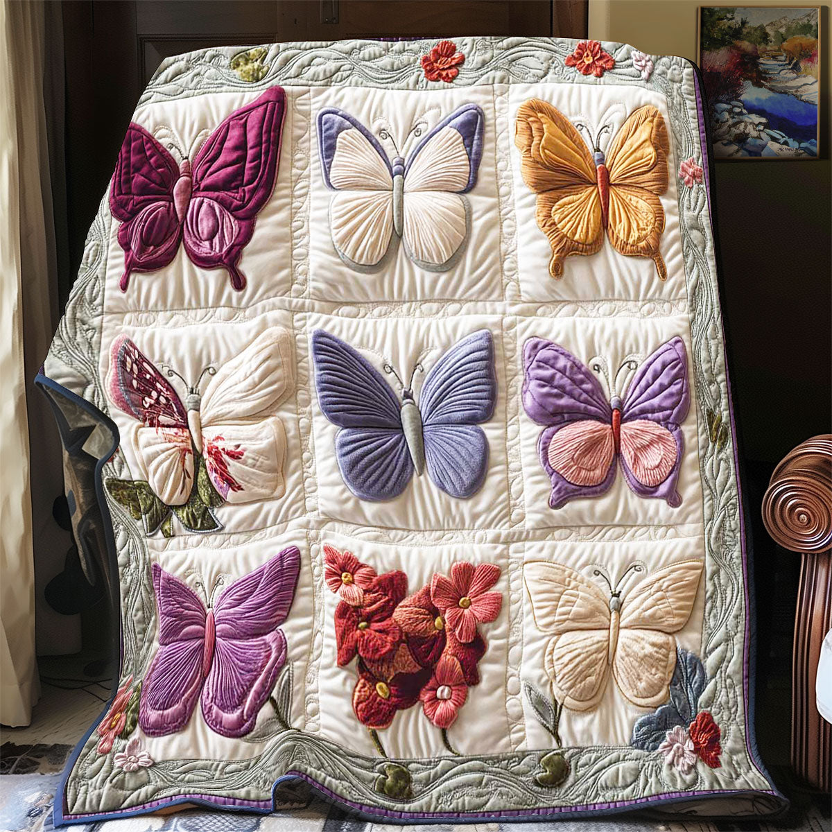 9 Colorful Butterfly Quilt Trendy Quilt Blanket for Modern Home Interiors