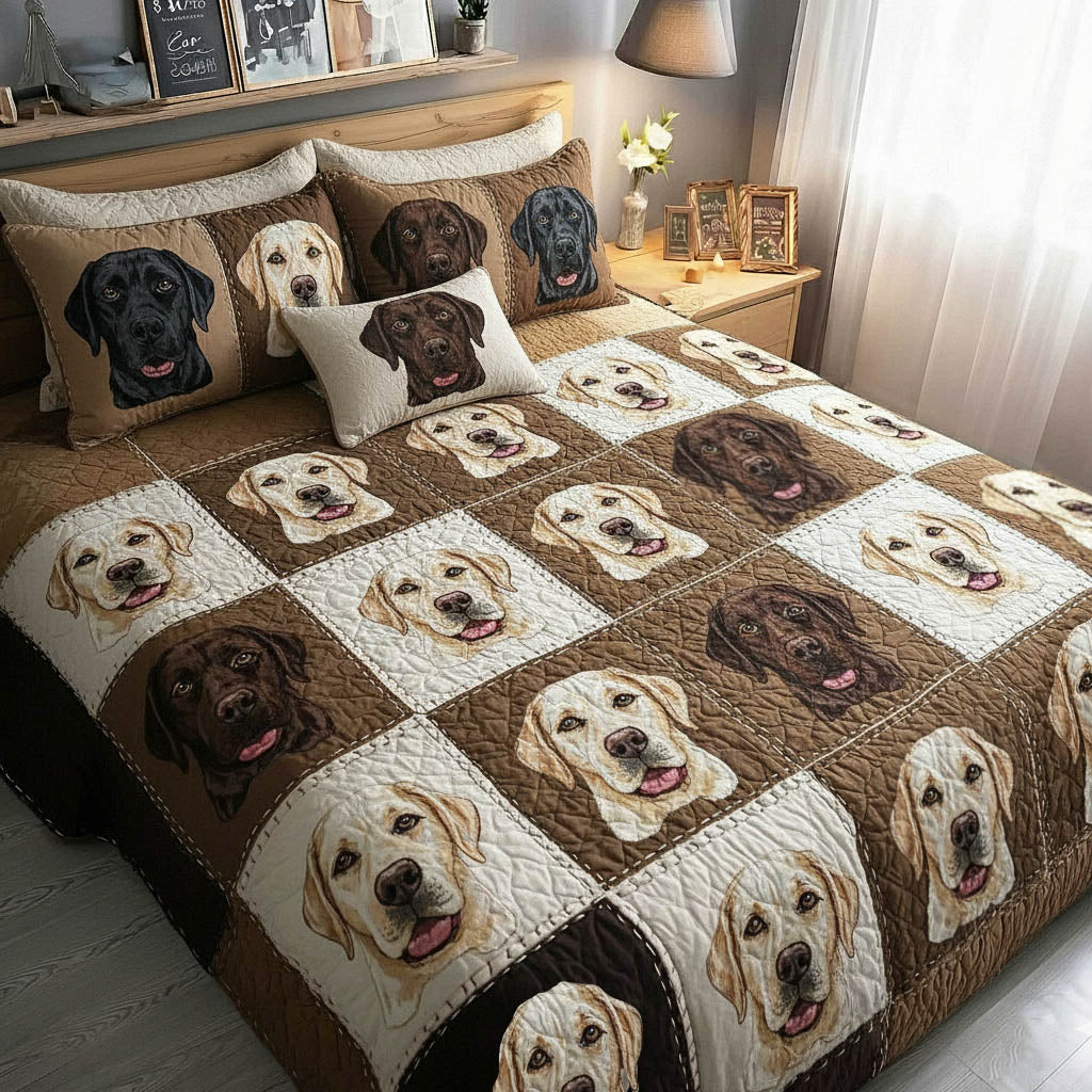 Adorable Labrador Quilted Bedding Set Best Queen Sheets Labrador Themed Gifts