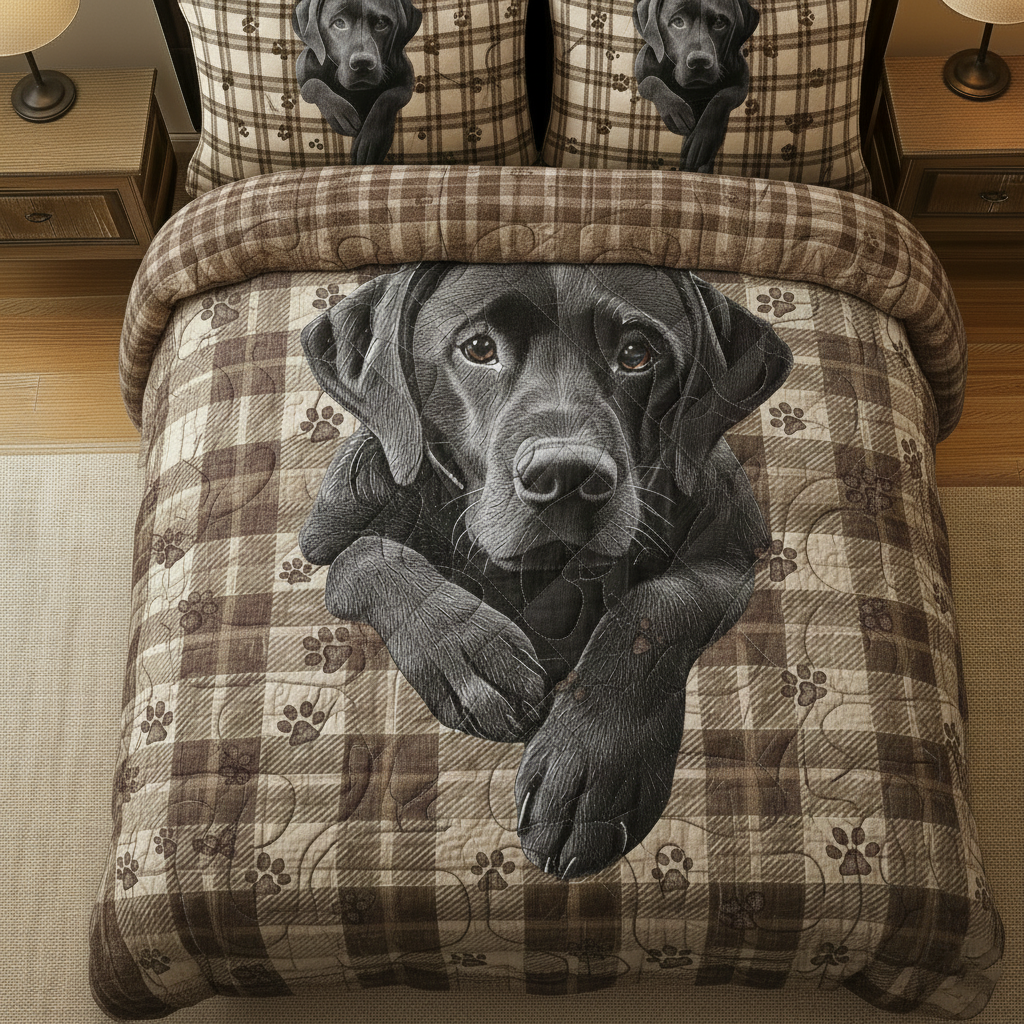 Adorable Labrador Quilted Bedding Set Cover Bed Set Gifts For Labrador Lovers