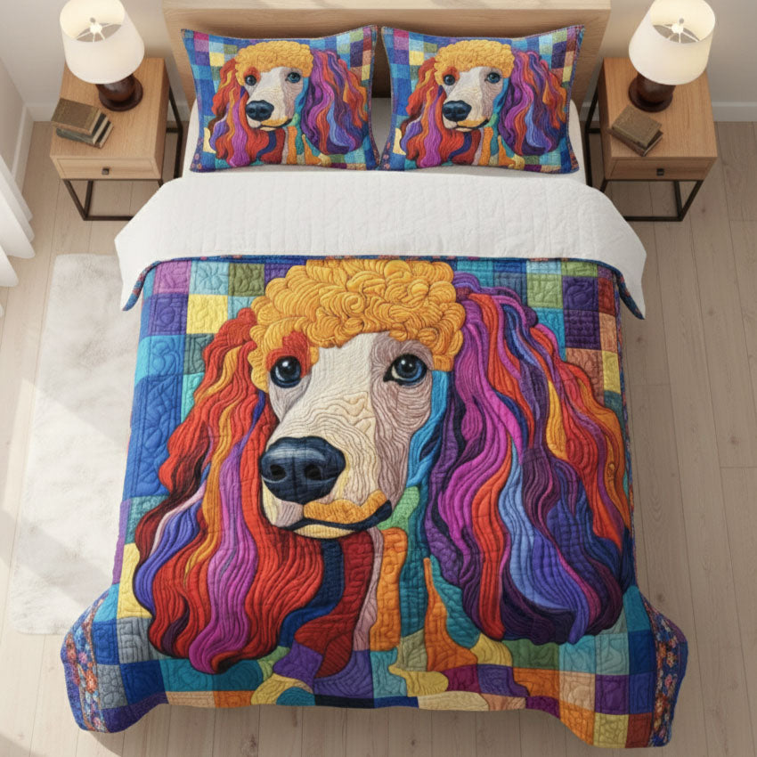 Adorable Poodle Quilted Bedding Set Great Bed Sets Poodle Christmas Gifts