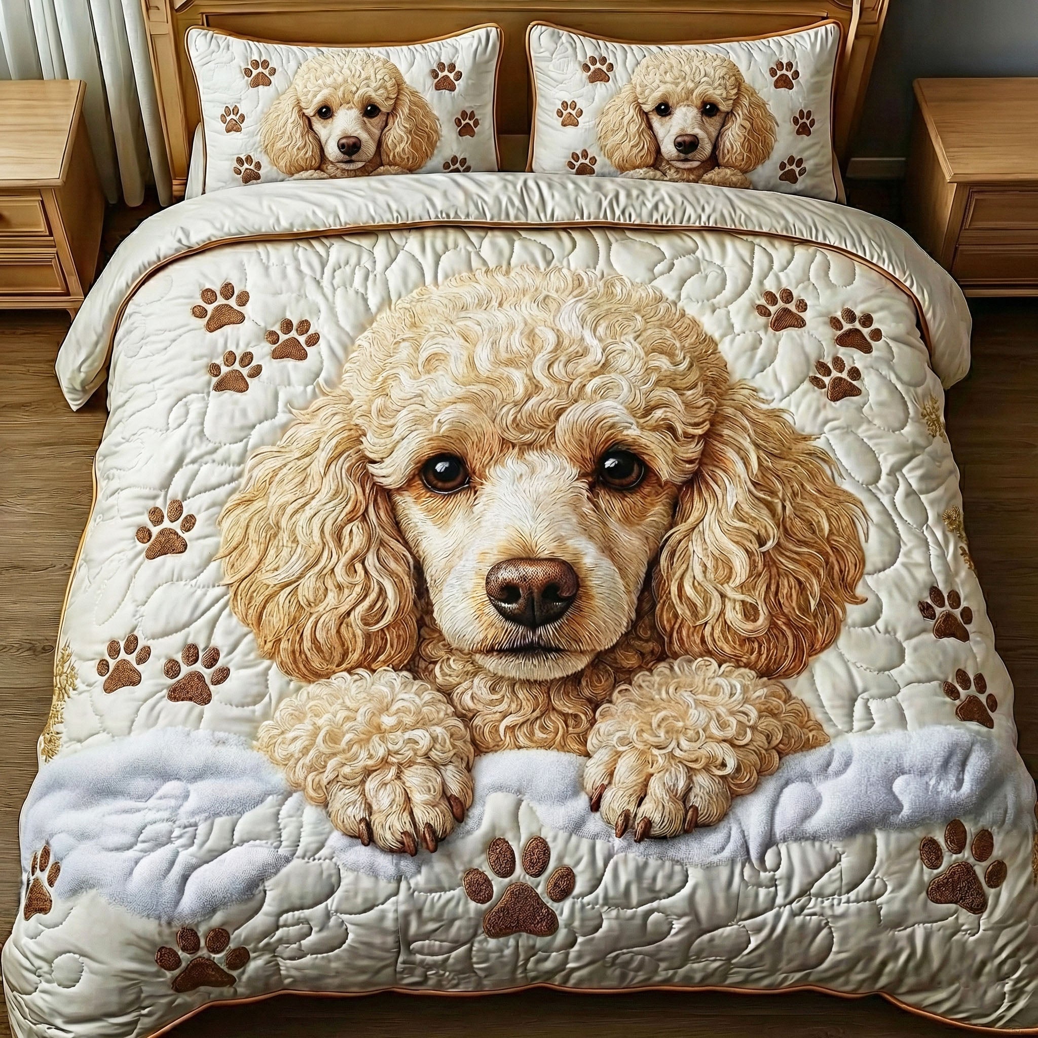 Adorable Poodle Quilted Bedding Set Great Sheet Sets Poodle Gifts For Dog Lovers