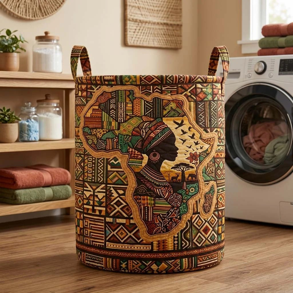Africa Legacy Quilted Laundry Basket Home Laundry Storage Gifts For Fans Of African History