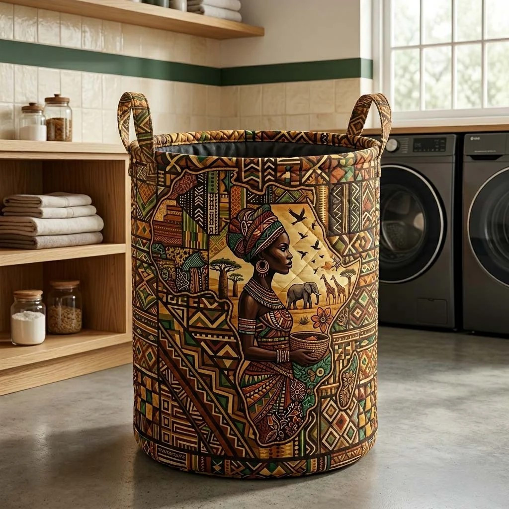 Africa Legacy Quilted Laundry Basket Tribal And Wildlife Inspired Decor Gifts For Mom