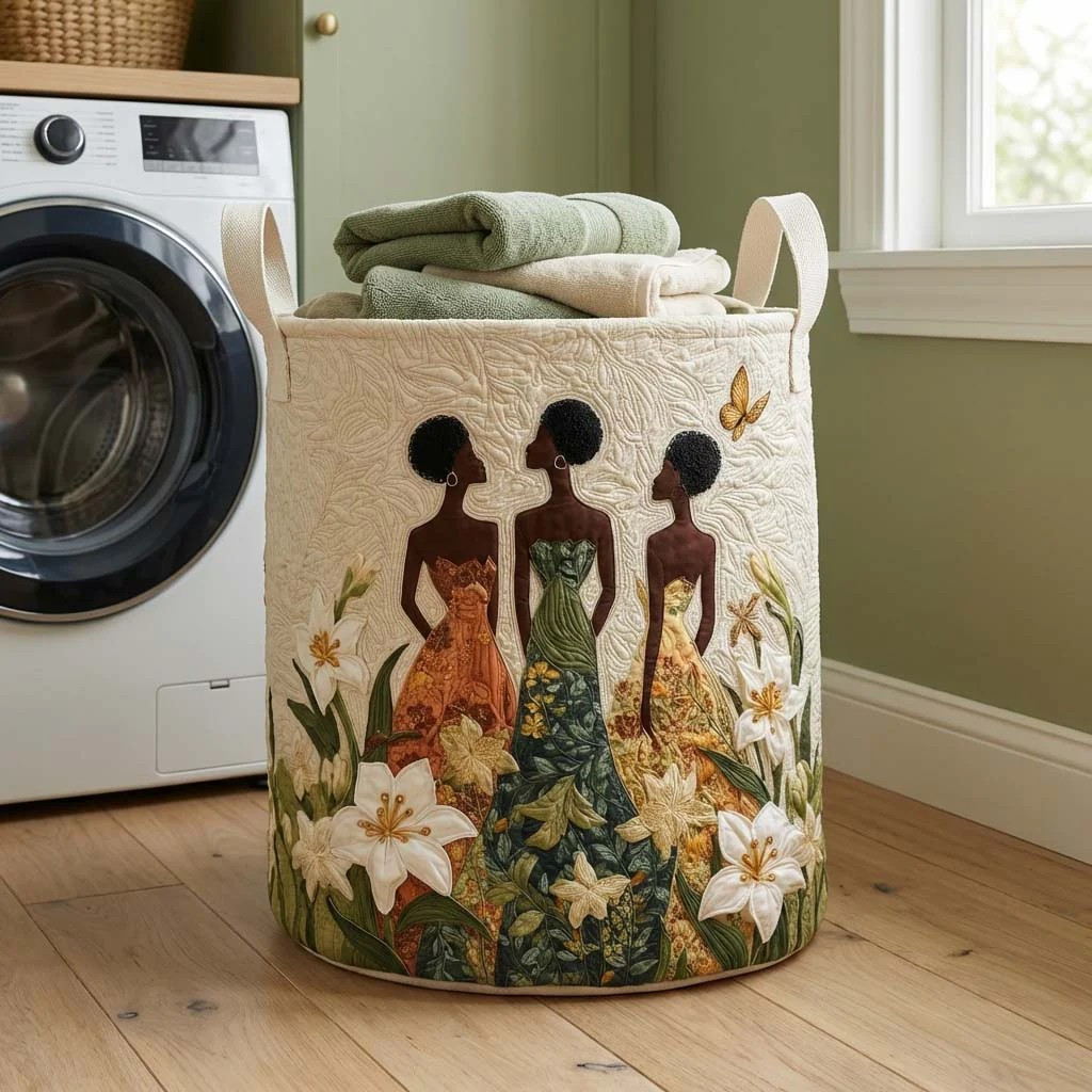 African Blossom Muse Quilted Laundry Basket Laundry Basket Mother's Day Gift Ideas