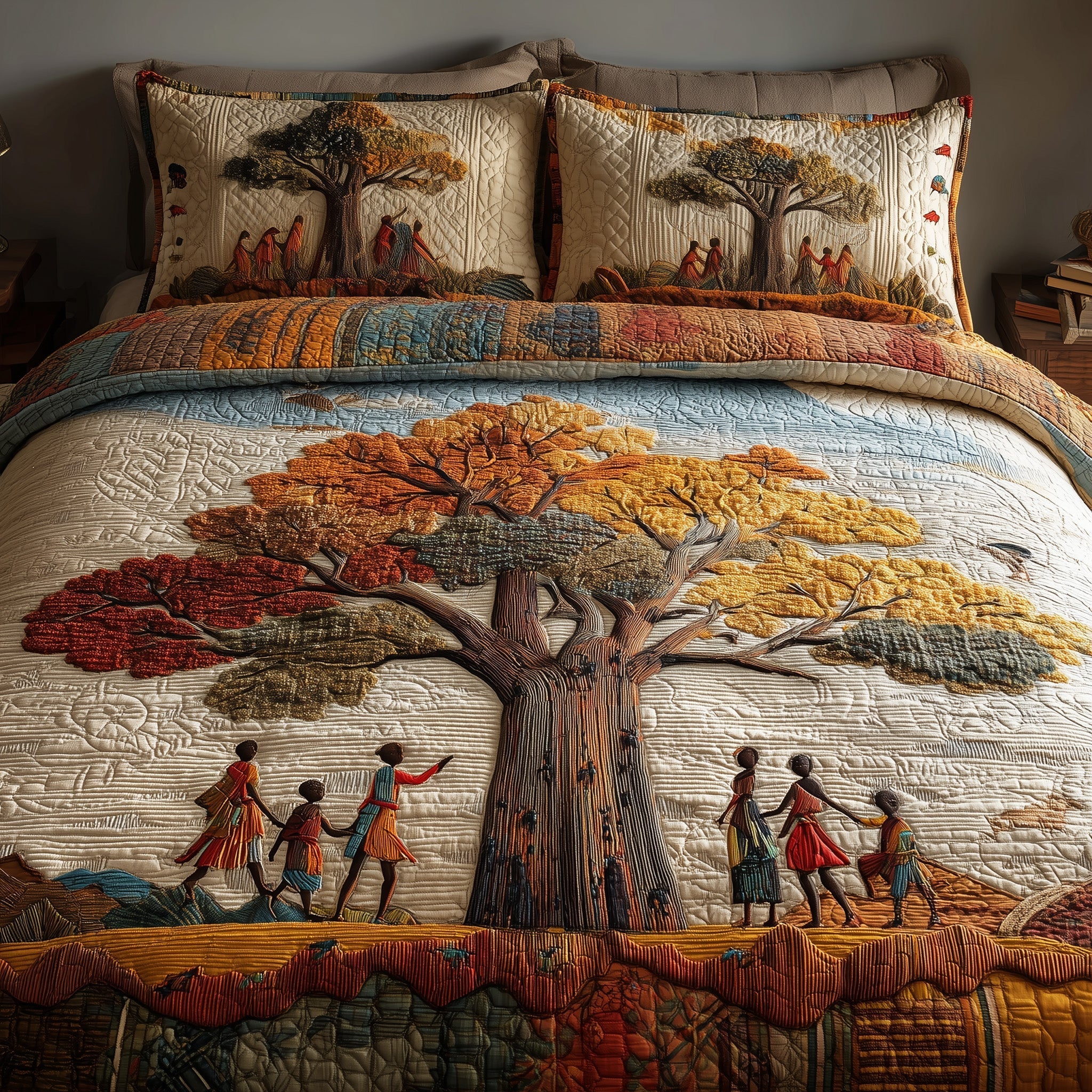 African Dream Quilted Bedding Set Best King Bed Sheets Black History Month Gifts