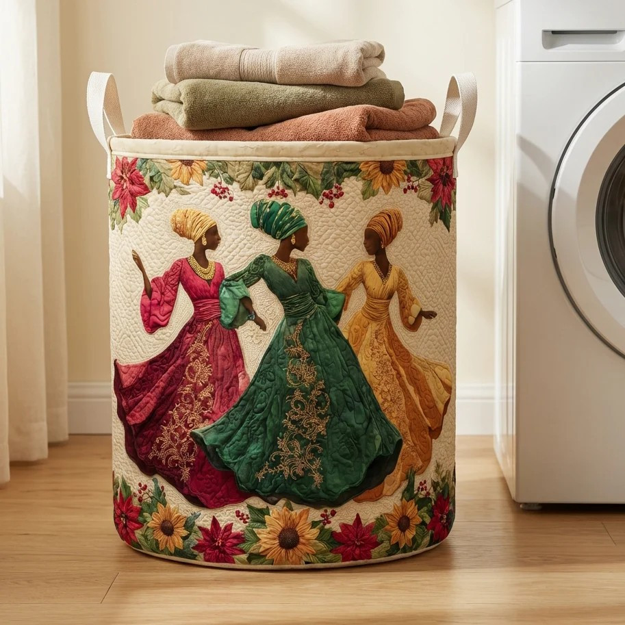 African Flora Grace Quilted Laundry Basket Home Laundry Storage Gifts For New Home