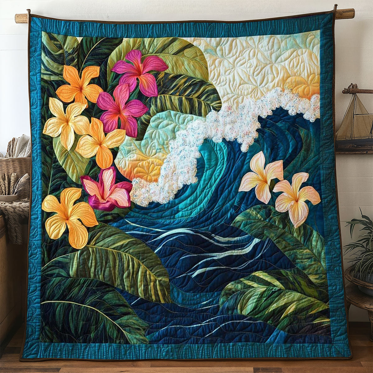 Aloha Wave Quilt Elegant Quilt Blanket for Relaxing Evenings