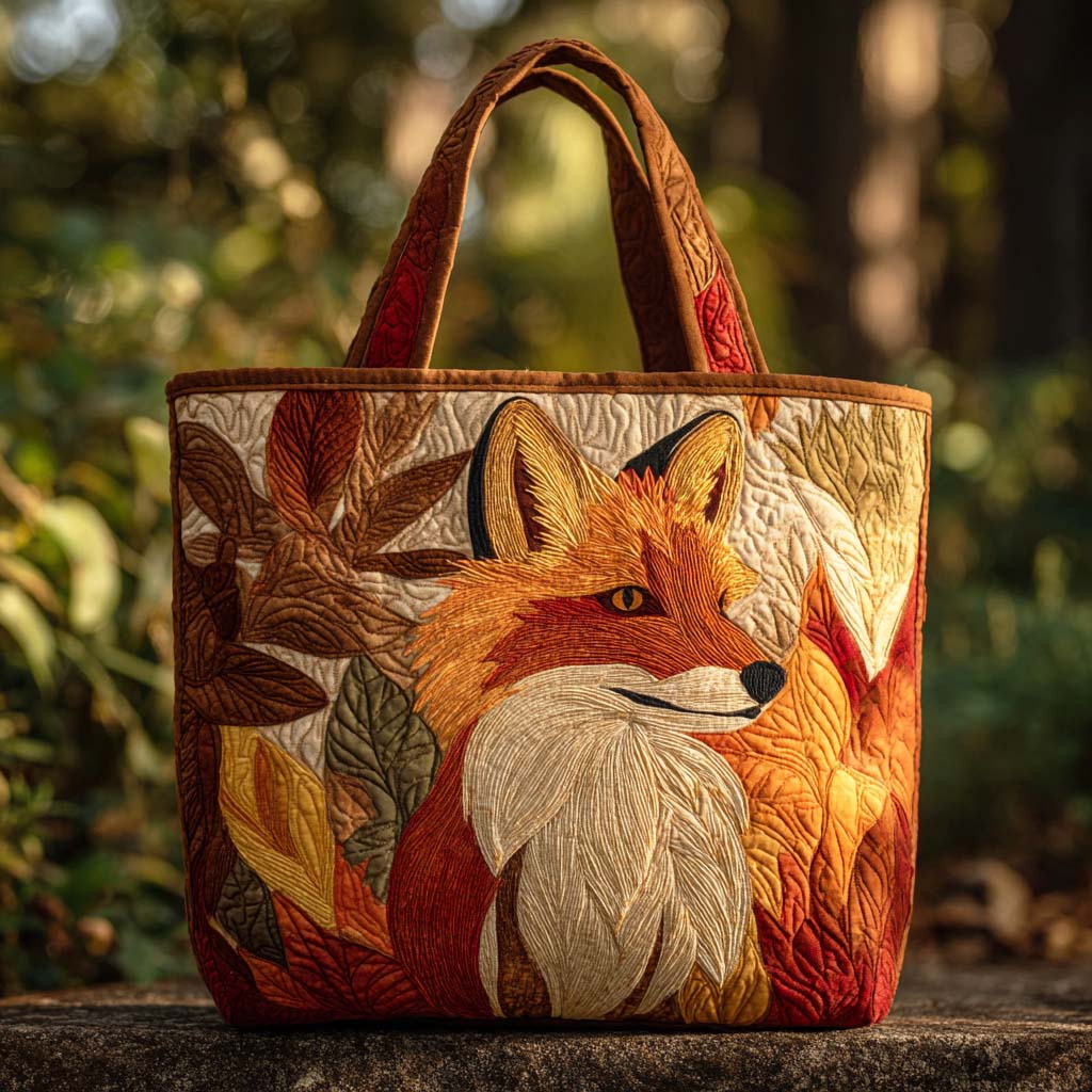 Amber Forest Fox Quilted Tote Bag Tote Bag Shoulder Unique Fall Gifts
