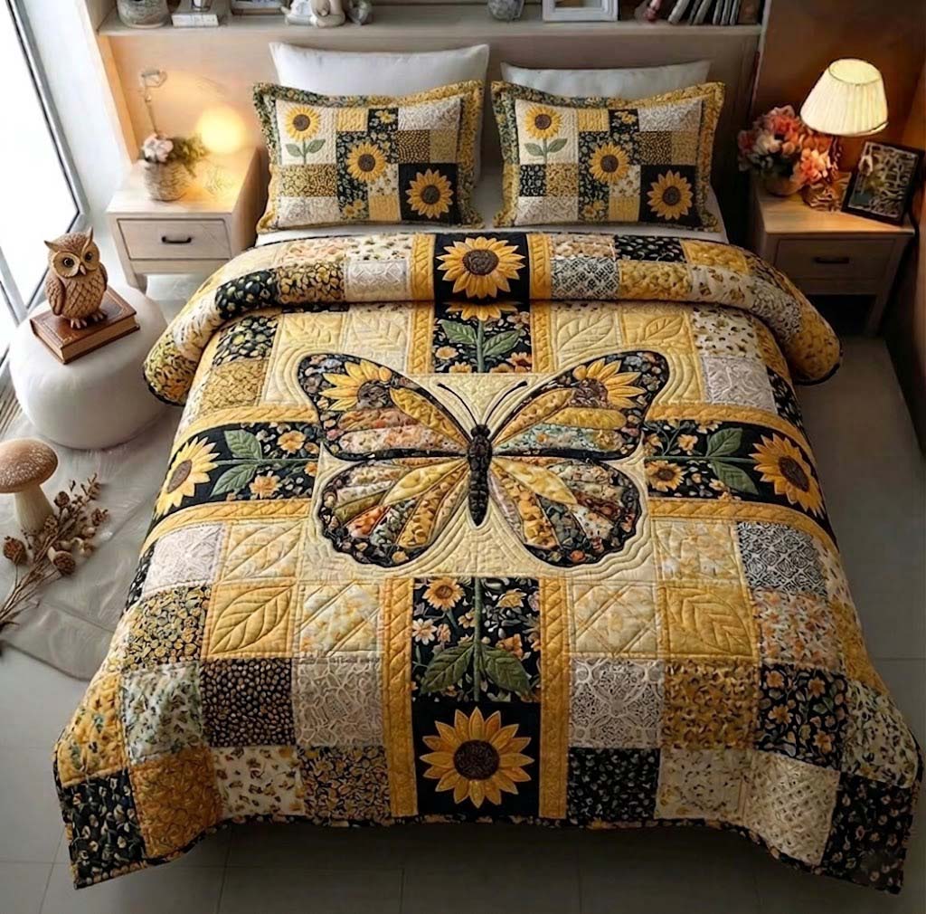 Amber Wings Quilted Bedding Set Best Bedsheets Sunflower Items For Gifts