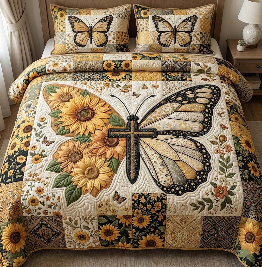 Amber Wings Quilted Bedding Set Unique Sheet Sets Sunflower Gift Items