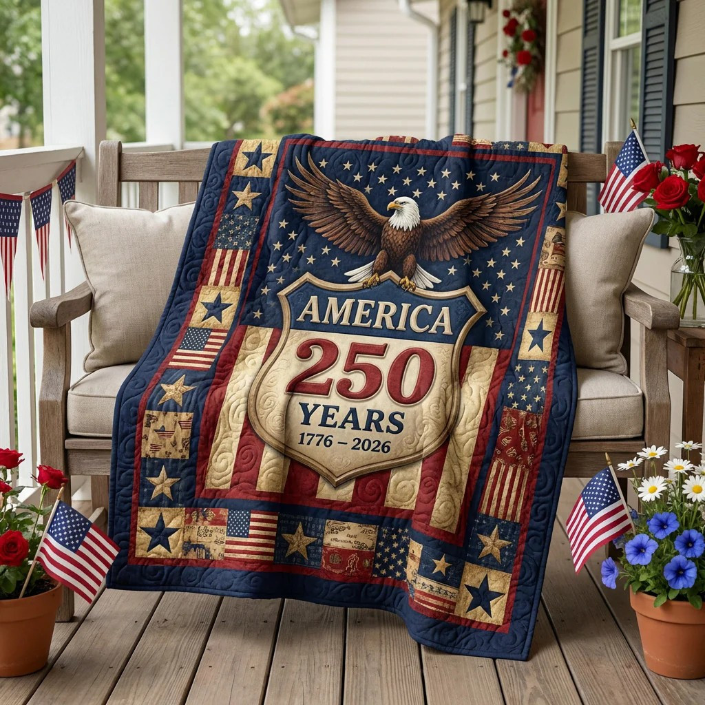 America 250 Years Quilted Blanket Living Room Decor Gifts For Mothers On Mother's Day