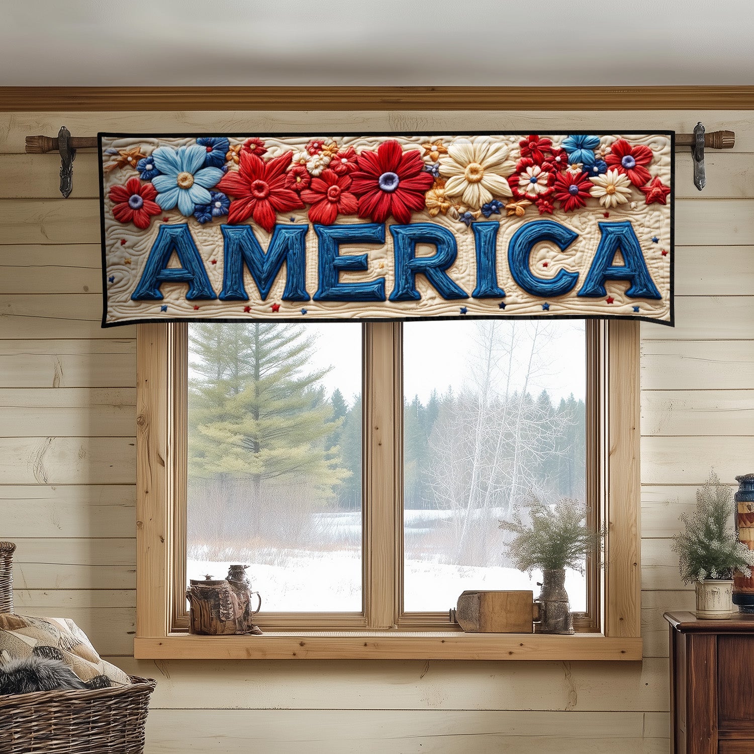 America Blooms Quilted Valance Entryway Rug Ideas 4Th Of July Employee Gifts