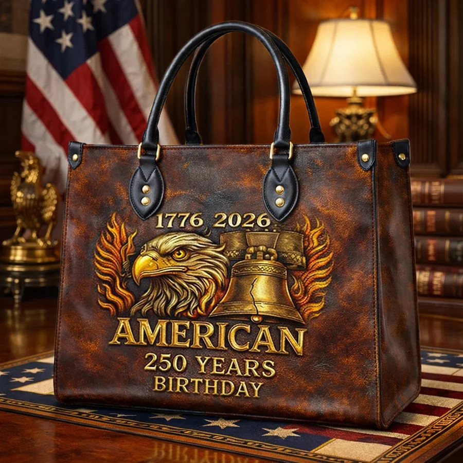 American 250 Years Birthday Leather Bag Vintage Eagle Bell 1776 2026 Bag Gift Ideas