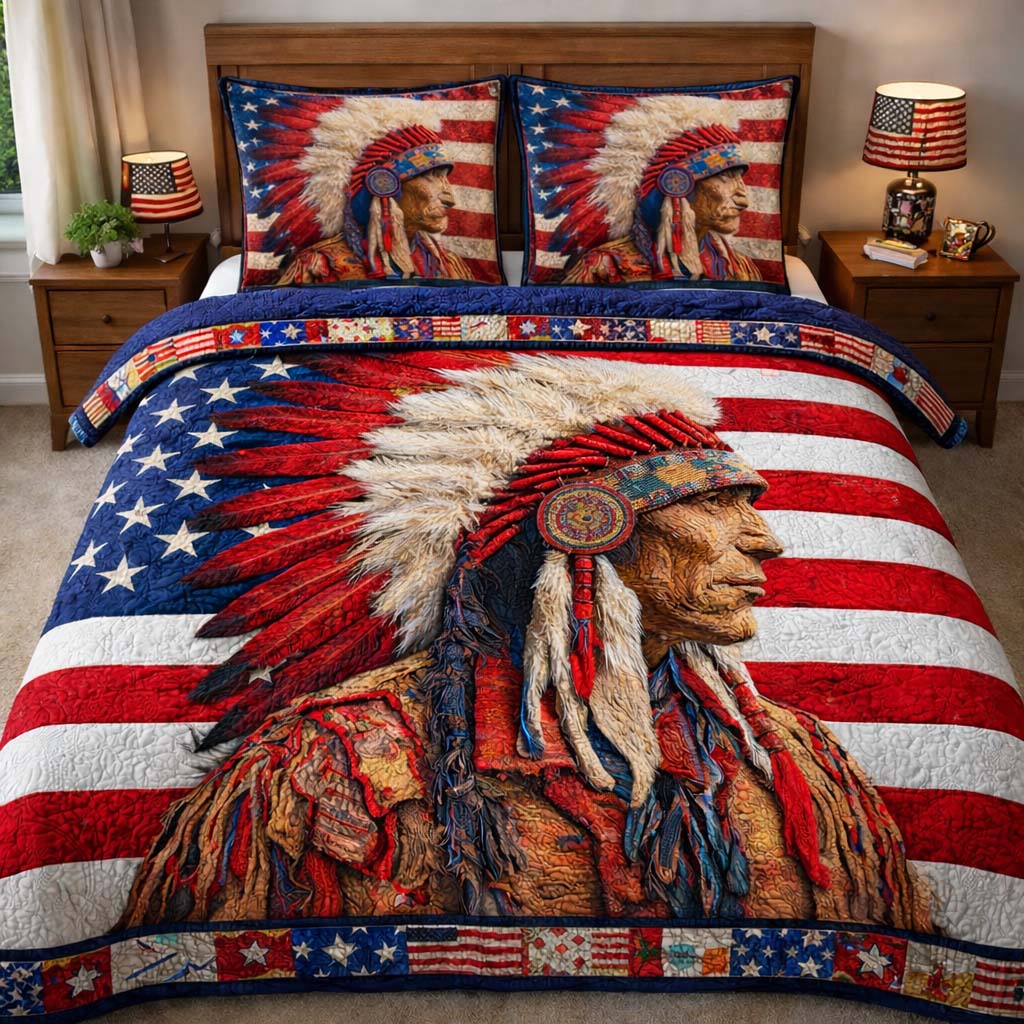 American Eagle Guardian Quilted Bedding Set Bedroom Decorations Best Native American Gifts