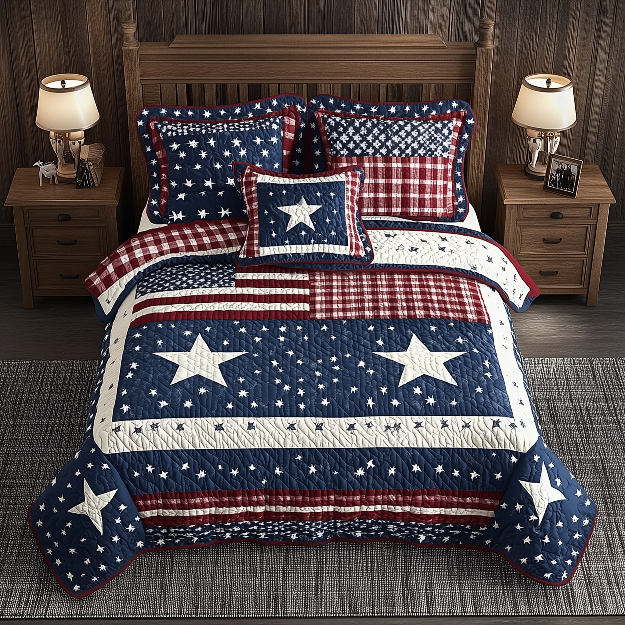 American Heritage Quilted Bedding Set Quilt Comforter Sets Independence Day Gift