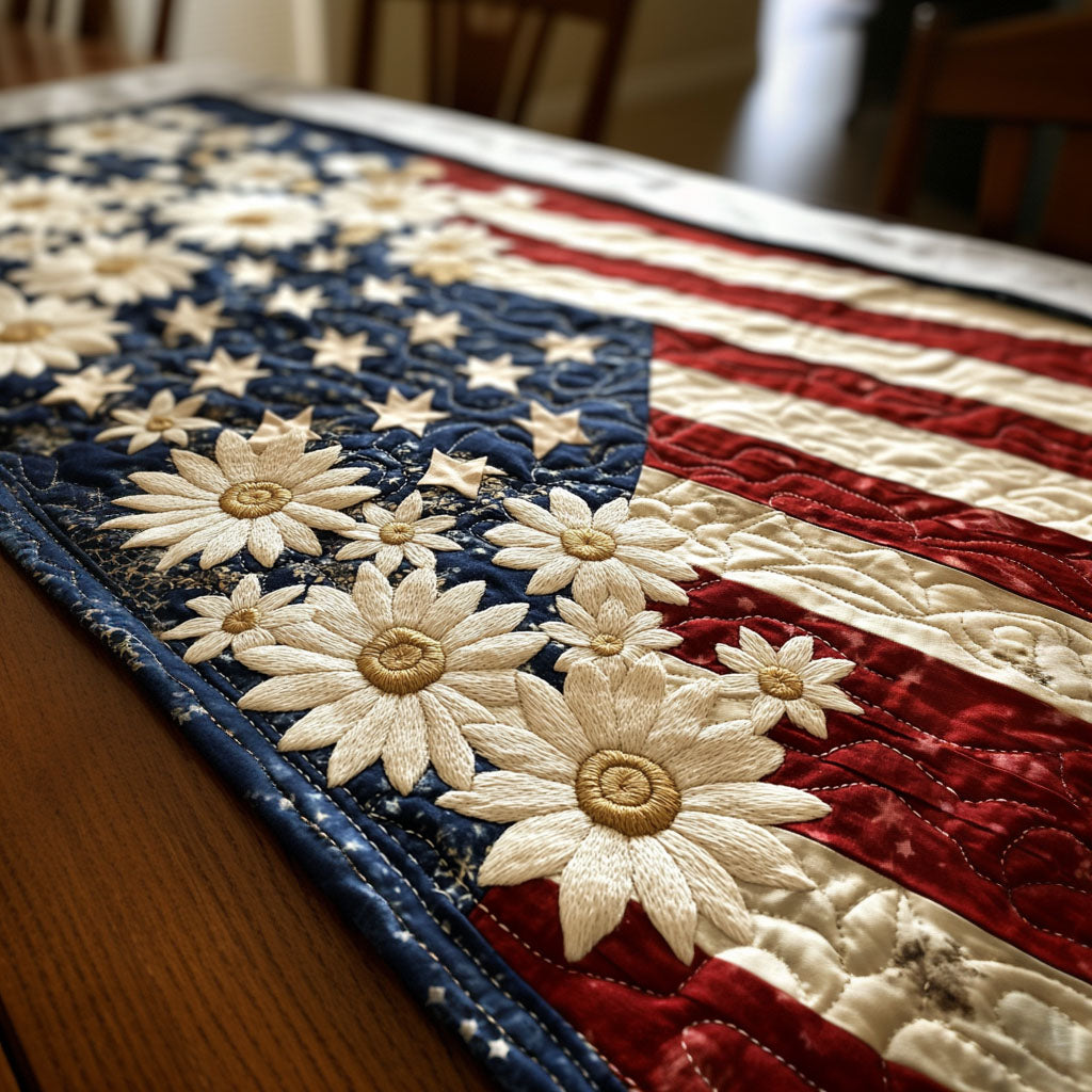 American Pride Quilted Table Runner Elegant Holiday Table Runners Patriotic Gifts For Her
