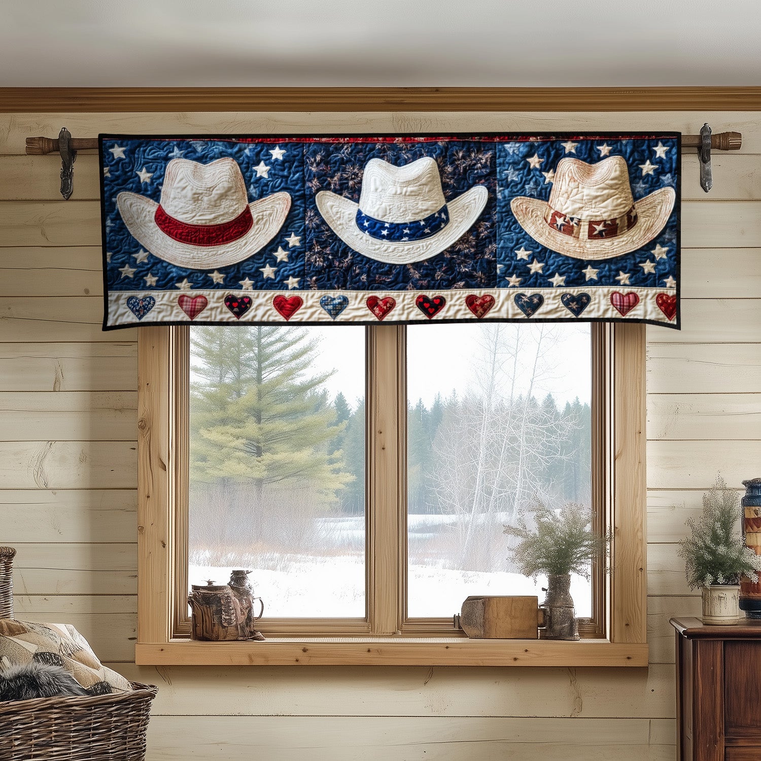 American Rodeo Spirit Quilted Valance Christmas Entryway Decor Cowboy Gifts For Him