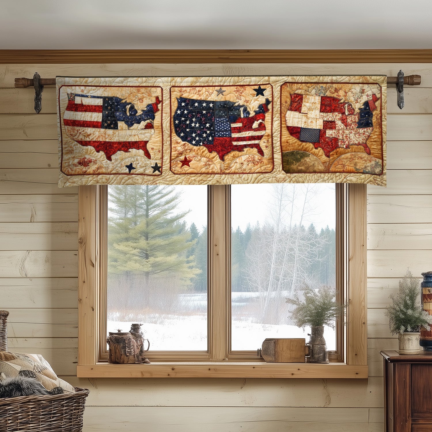 Americana Quiltmap Quilted Valance Entryway Ideas 4Th Of July Birthday Gift Ideas