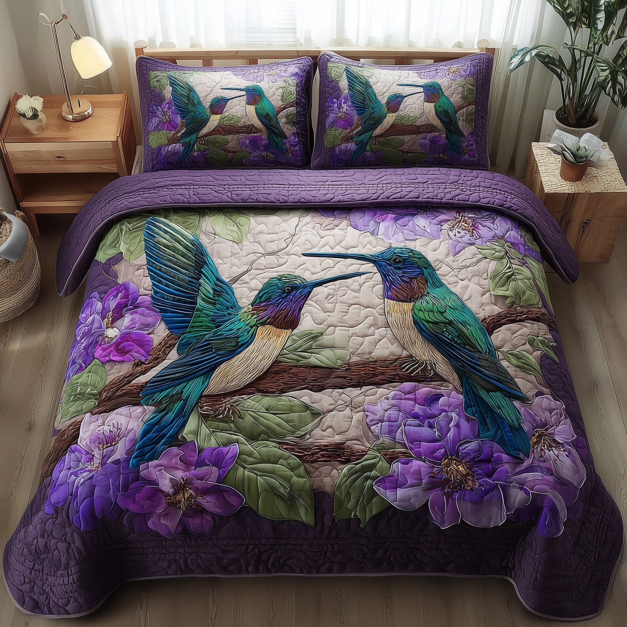 Amethyst Love Quilted Bedding Set Best Sheets Ever Best Gifts For Hummingbird Lovers