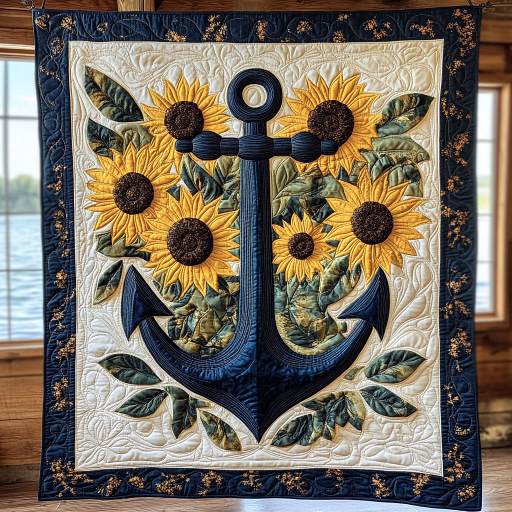 Anchor Sunflower Quilt Ultra-Soft Quilt Blanket for Hotel-Like Experience