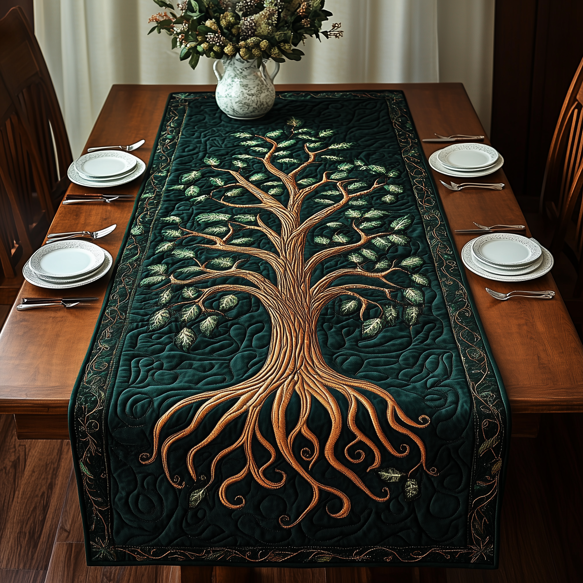 Ancient Celtic Tree Of Life Quilted Table Runner Dinner Table Runner Tree Of Life Gifts For Women