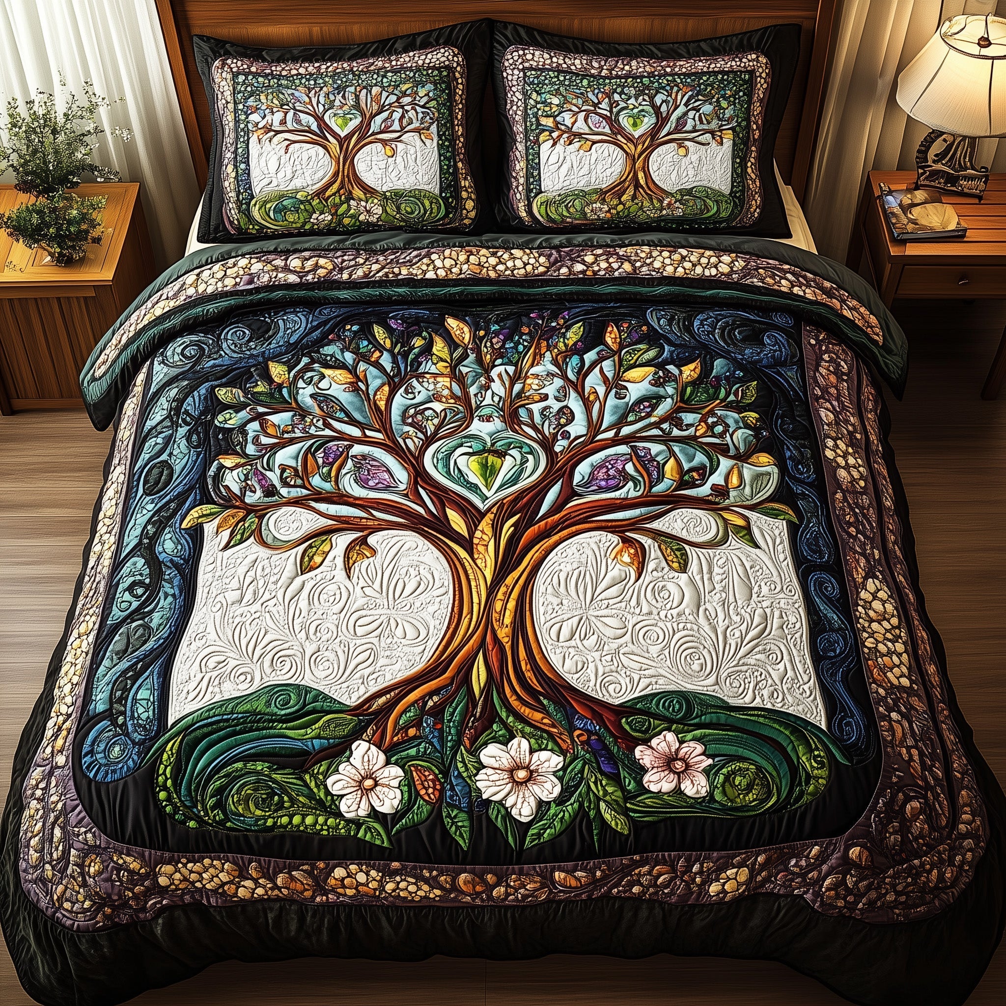 Ancient Tree Of Life Quilted Bedding Set Comforter Sets Queen Tree Of Life Gifts For Dad