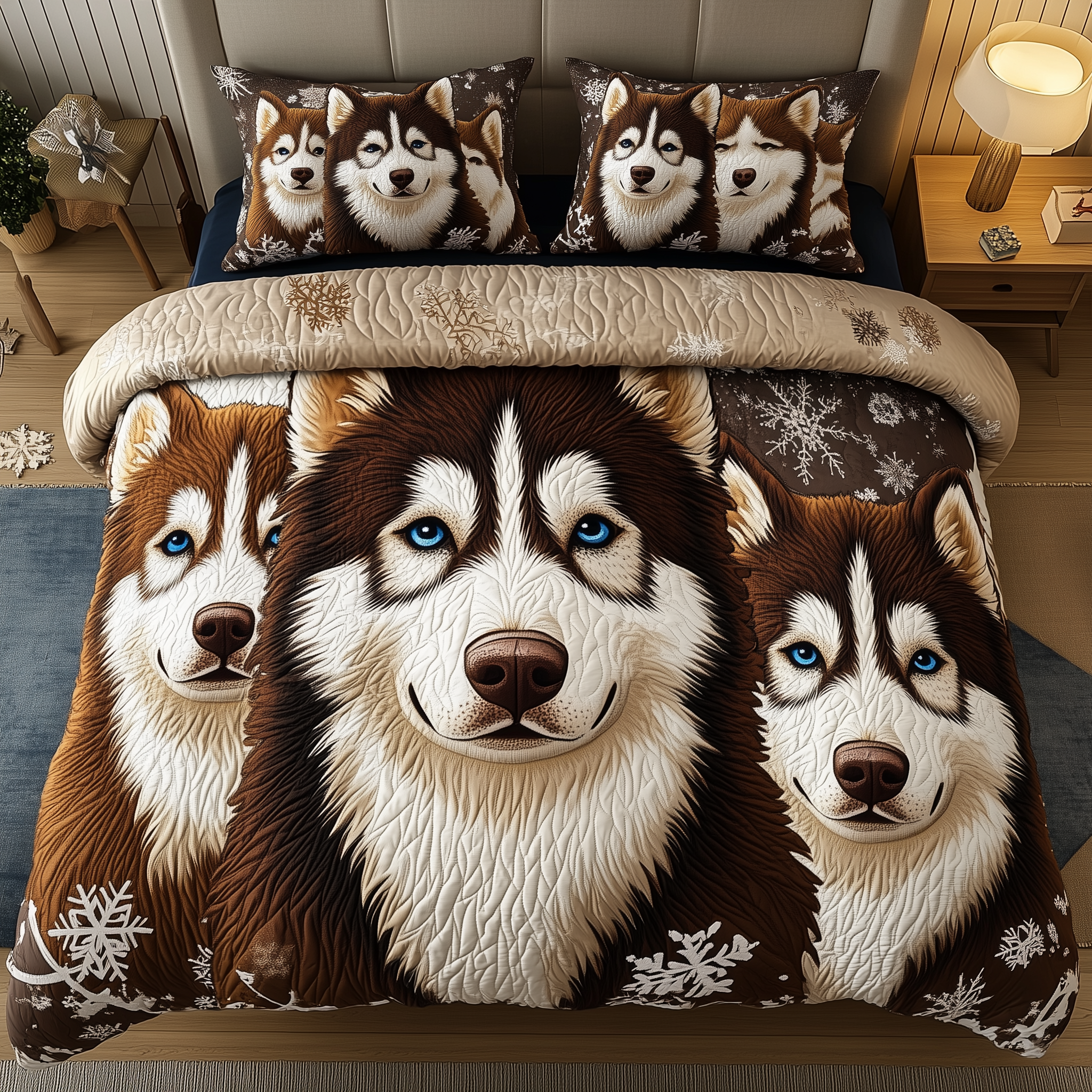 Arctic Stare Husky Quilted Bedding Set Best Bedding Sets Good Presents For Dog Lovers